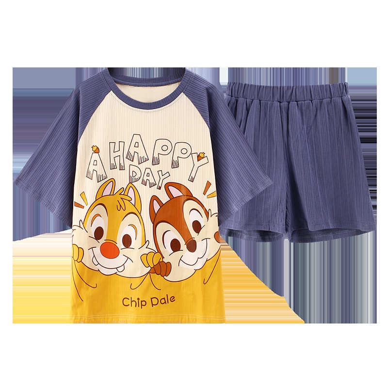 Bộ Đồ Mặc Ở Nhà Ngắn Tay Chất Liệu cotton in Hình Hoạt Hình Dành Cho Nữ