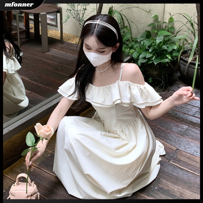 Đầm Lưng Cao Tay Bèo Màu Sắc Đơn Giản Thanh Lịch Cho Nữ