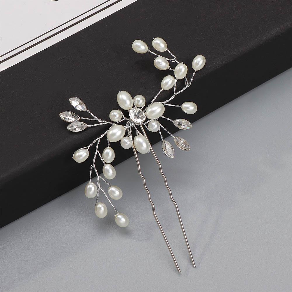 Usnow Trâm Cài Tóc Mạ Bạc Đính Kim Cương Giả