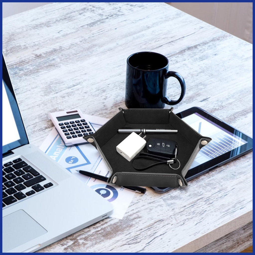 Khay Cuộn Bằng Da PU Hình Lục Giác Đựng Đồ Chơi Cho Gia Đình