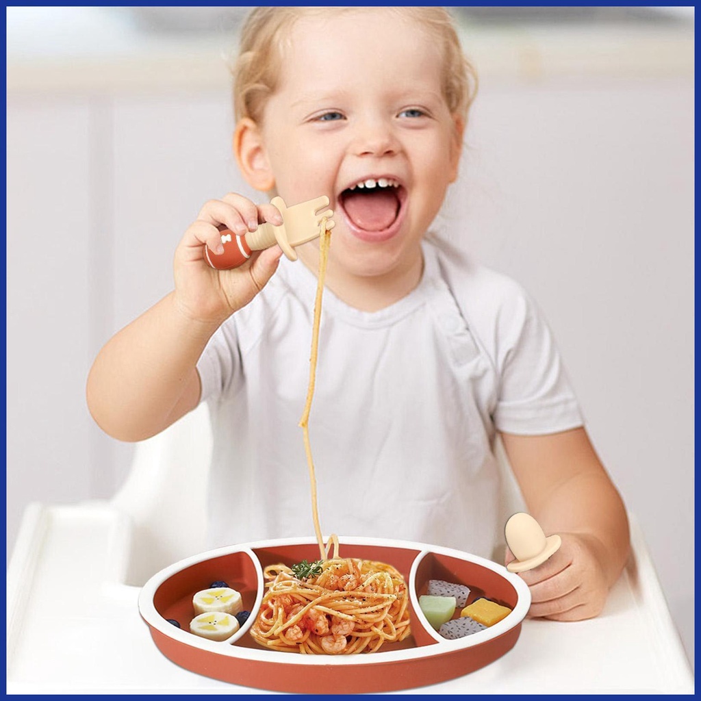 Đĩa Ăn Chia Ngăn Bằng Silicone Hình Bóng Bầu Dục Cho Bé