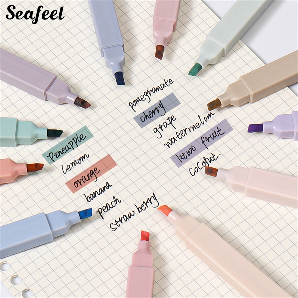 Set 6 Bút Đánh Dấu Hai Đầu Ngòi Mềm Màu Macaron Dành Cho Học Sinh