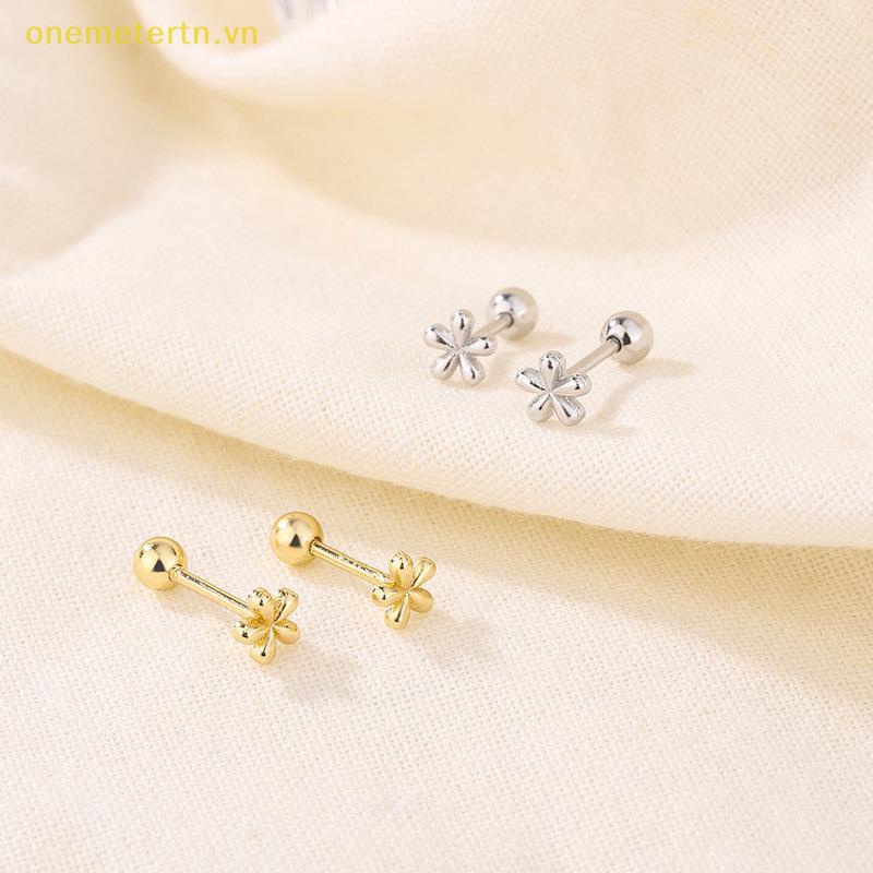 1 Đôi Bông Tai Hình Hoa Mini Bằng Bạc / Vàng Thời Trang Dành Cho Nữ