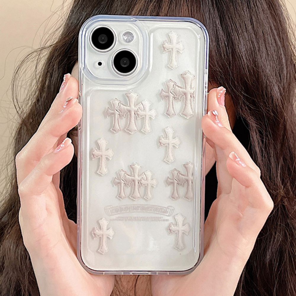 Ốp Điện Thoại TPU Mềm Trong Suốt Chống Sốc In Chữ Thập Thời Trang Cho IPhone 14 13 12 11 Pro Max X XR 8 7 Plus