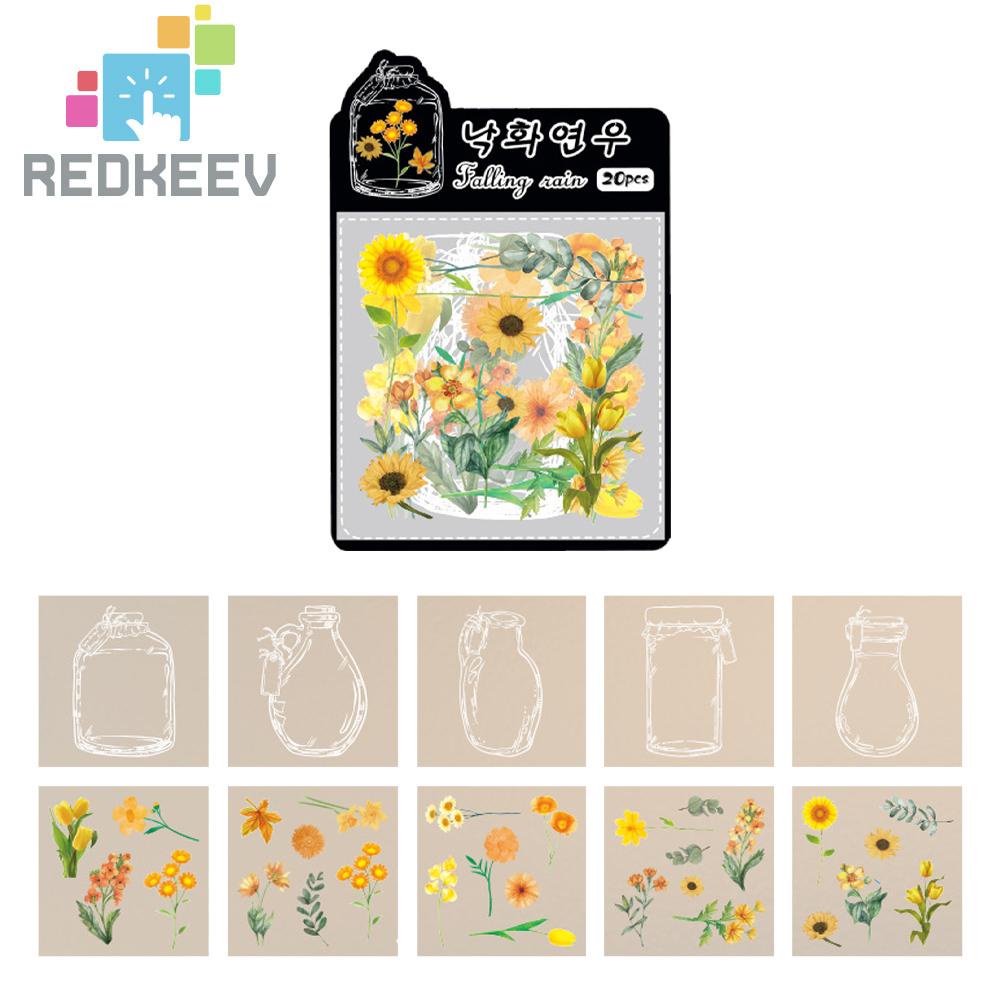 Bộ 20 Sticker Dán Trang Trí Sổ Tay Hình Hoa Nhiều Màu Sắc DIY