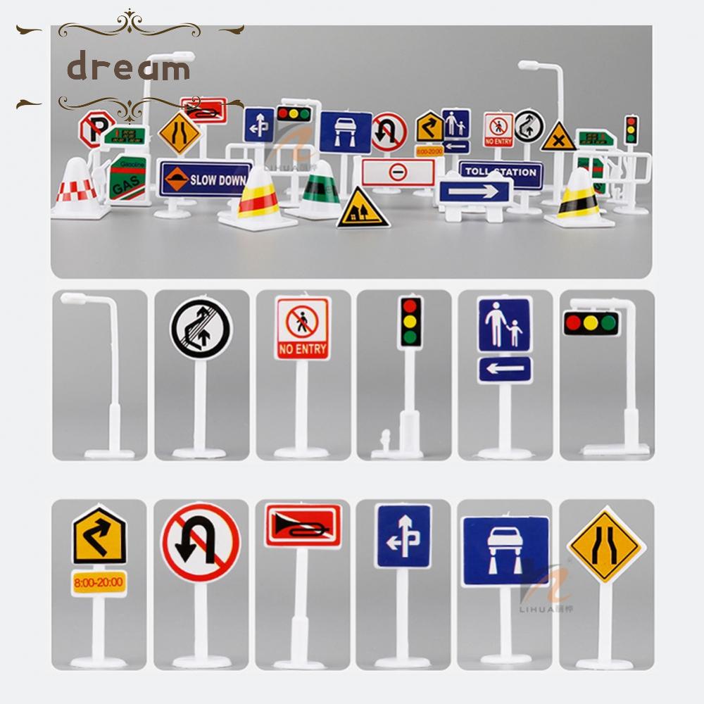 【DREAMLIFE】Road Sign PARKING LOT Self-assembled Toys Traffic Sign 28pcs Set Accessories DIY