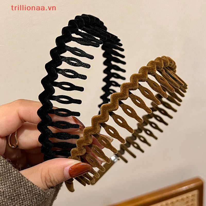 Băng Đô Cài Tóc Màu Trơn Có Răng Chống Trượt Thời Trang Cho Nữ