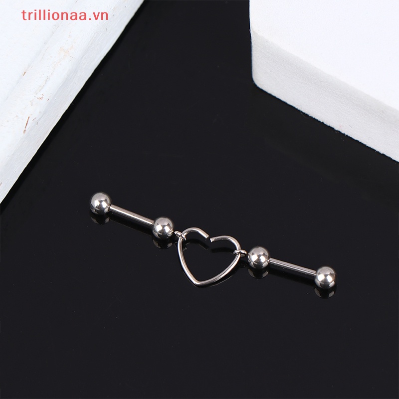 Bông Tai Dây Xích Bằng Thép Không Gỉ Hình Trái Tim Phong Cách Punk Cho Nữ