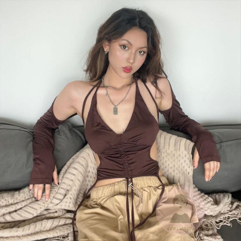 Áo Thun Không Tay Dây Rút Thời Trang Mùa Hè Cho Nữ