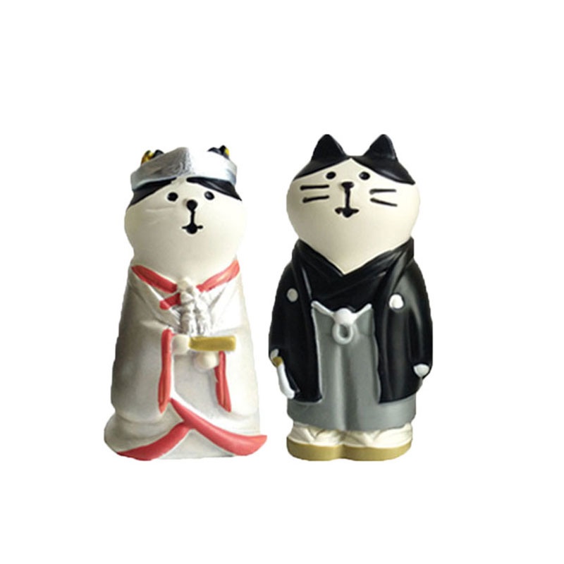 Mô Hình Chú Mèo Bằng Nhựa Resin Kiểu Nhật Bản Dễ Thương Dùng Trang Trí Bánh Cưới / Valentine
