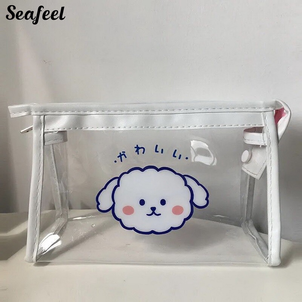 Túi Đựng Bút Trong Suốt Chống Bụi Sức Chứa Lớn In Họa Tiết Hoạt Hình Dễ Thương