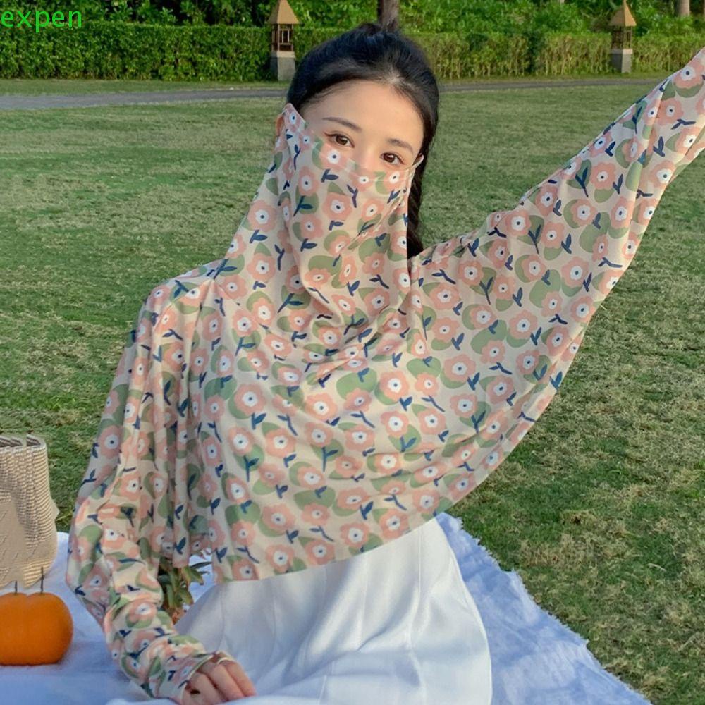 Áo Sơ Mi Chống Nắng Tay Dài Vải Lụa Lạnh Mỏng In Họa Tiết Hoa Thời Trang Mùa Hè