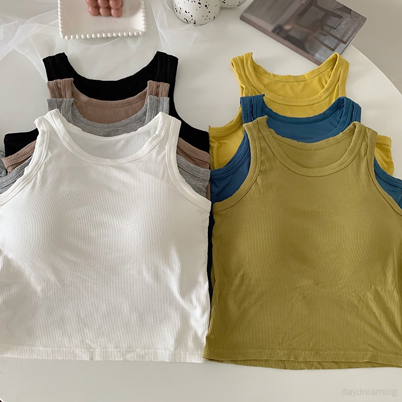 Áo Croptop Hai Dây Màu Trơn Phong Cách Hàn Quốc Thời Trang Mùa Hè Cho Nữ