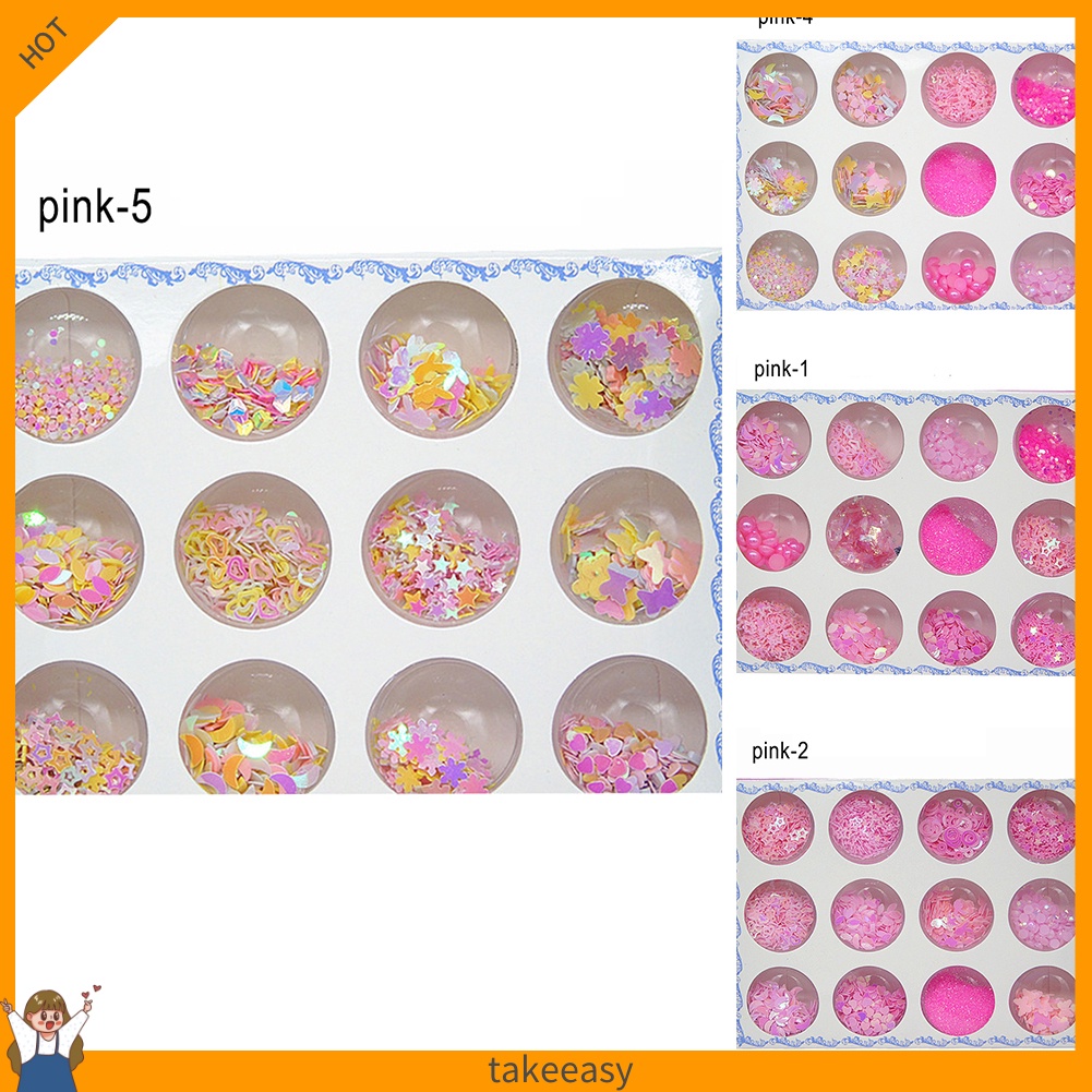 1 Hộp 12 Lọ Kim Tuyến / 1 Hũ Hạt Kim Sa Lấp Lánh Trang Điểm Mắt / Móng Tay Nghệ Thuật DIY