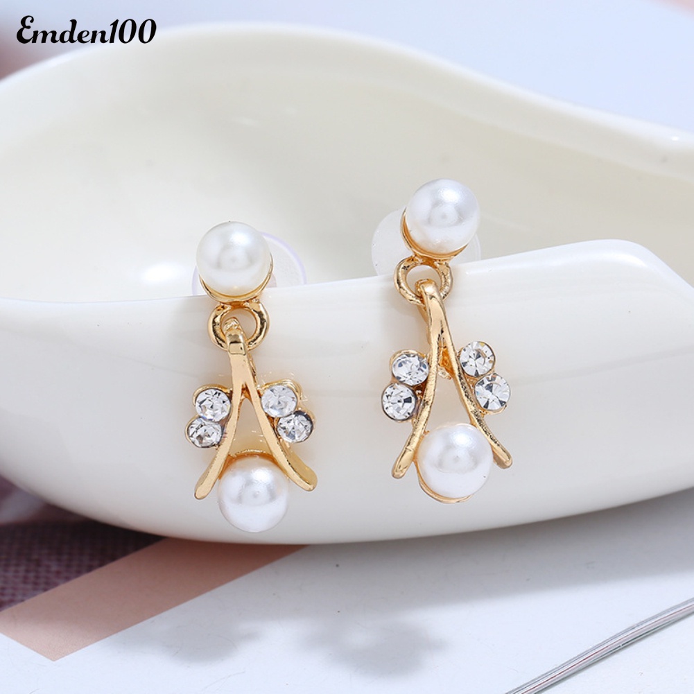 Bộ Trang Sức Đính Ngọc Trai Nhân Tạo Thanh Lịch Cho Nữ