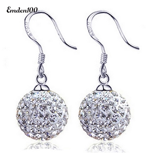 Bông Tai Thời Trang Kiểu Móc Mạ Bạc Đính Pha Lê Trong Suốt