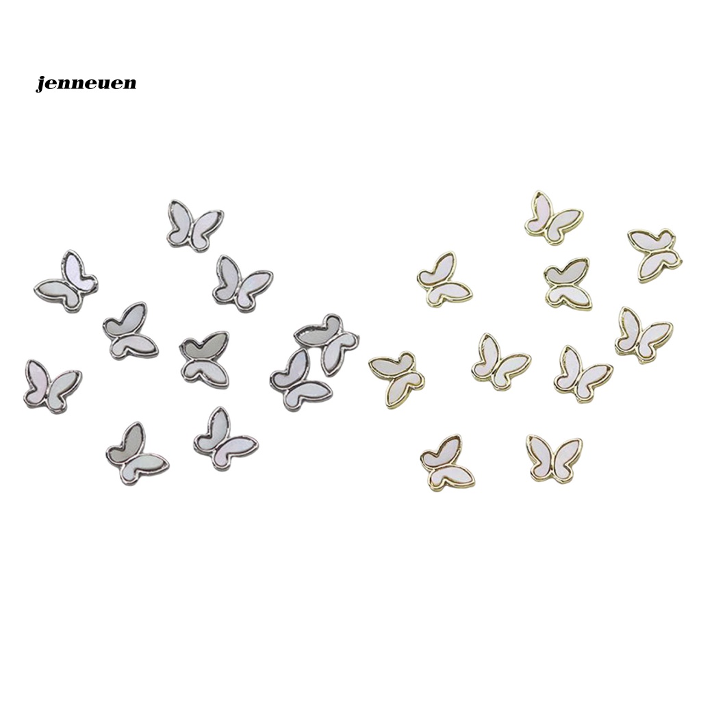 Set 10 Phụ Kiện Trang Trí Móng Tay Hình Bướm Vỏ Sò 3D Lấp Lánh Dành Cho Salon