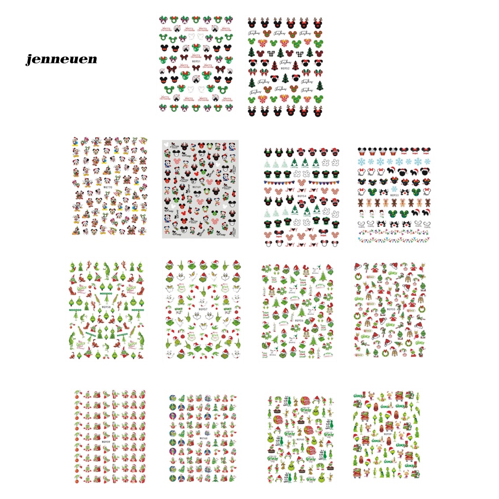 Miếng Dán Trang Trí Móng Tay Siêu Nhẹ In Họa Tiết Giáng Sinh Độc Đáo Cho Nữ