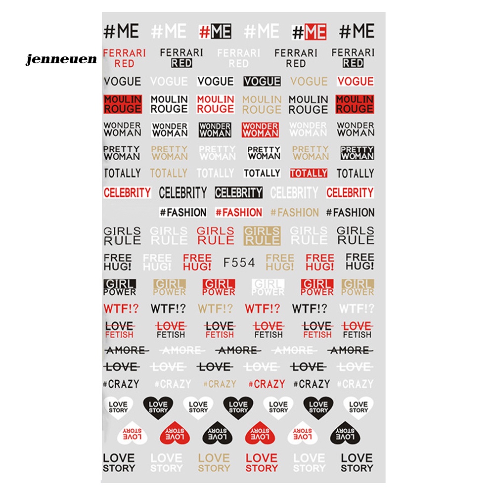 Miếng Dán Móng Tay 3D Siêu Mỏng In Chữ Tiếng Anh / Động Vật / Lá / Trá