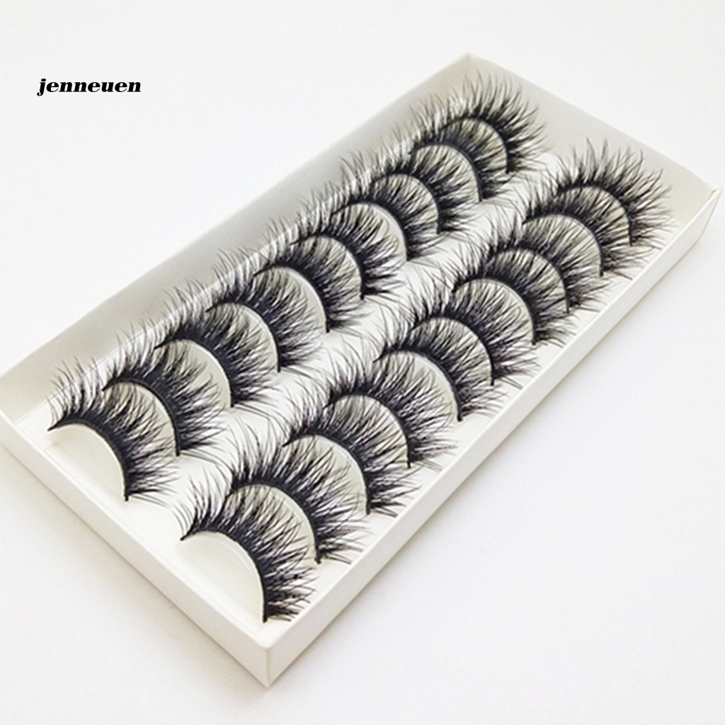 10 Cặp Lông Mi Giả Màu Đen Siêu Nhẹ Handmade Tái Sử Dụng Tiện Lợi