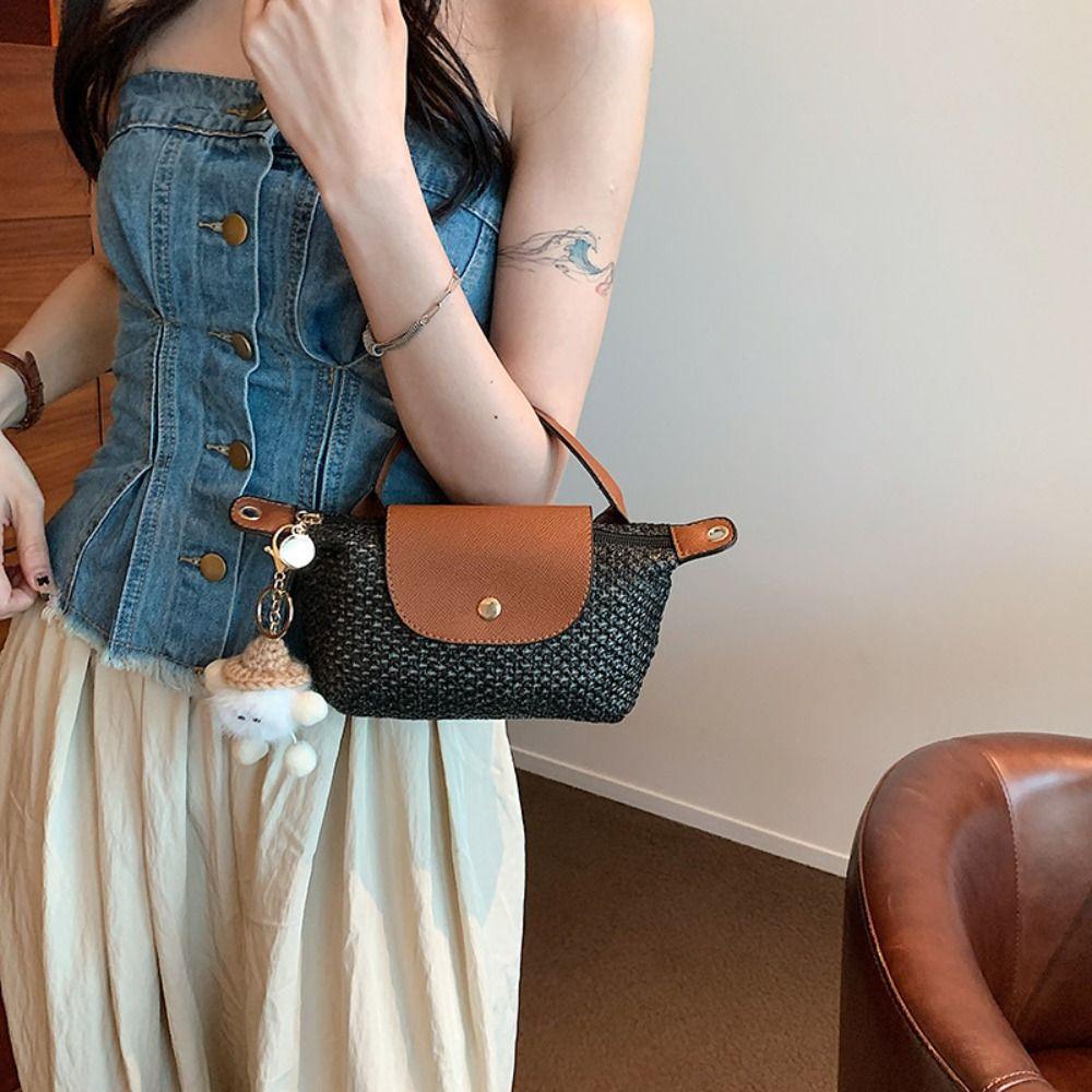 Túi bánh bao dệt shanrong, màu nylon rắn, thương hiệu thời trang pháp đơn giản với túi đeo vai nữ