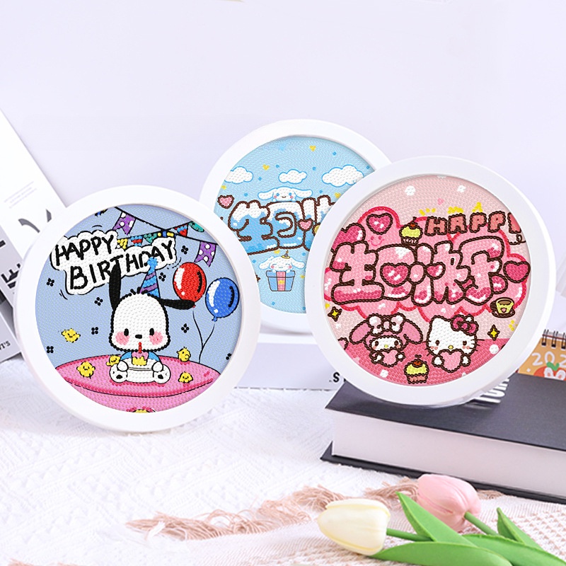 Bộ tranh đính đá 5D DIY 20*20cm Happy Birthday Đồ chơi handmade cho bé trai và bé gái