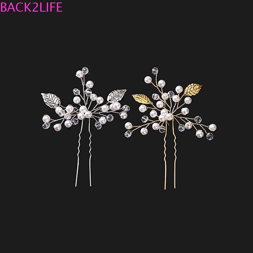 Trâm Cài Tóc Chữ U Bằng Kim Loại Họa Tiết Hoa Lá Lãng Mạn 2Lip