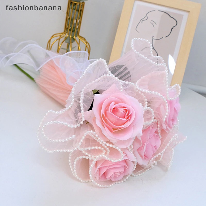 Cuộn Lưới Hoa Viền Hạt Ngọc Trai Dùng Trang Trí Bó Hoa DIY