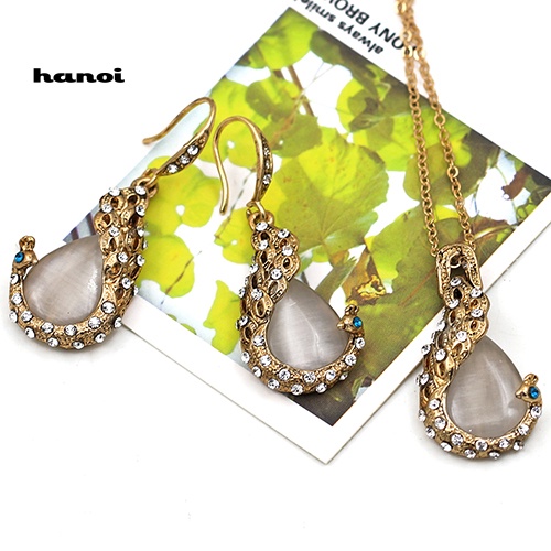 Set Vòng cổ + Bông Tai ĐíNh NgọC MắT MèO Giả ThờI Trang Cho Nữ