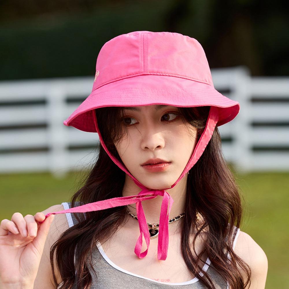 Fans strap bucket hats, show face lace-up women's caps, fashion sun protection wide-brimmed breathable basin hat ladies