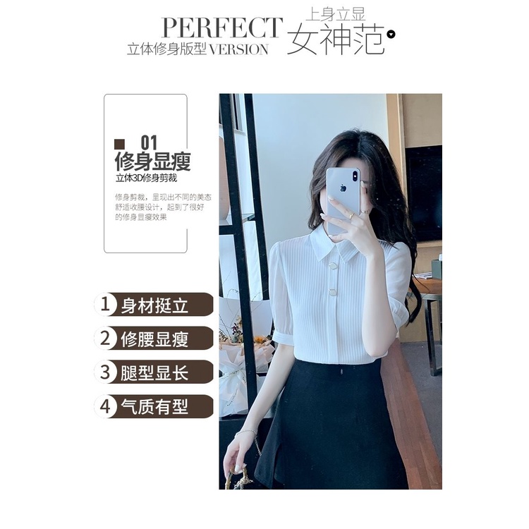 Áo Sơ Mi Chiffon Tay Lửng Phong Cách Hàn Quốc Thời Trang Mùa Hè 2023 Mới