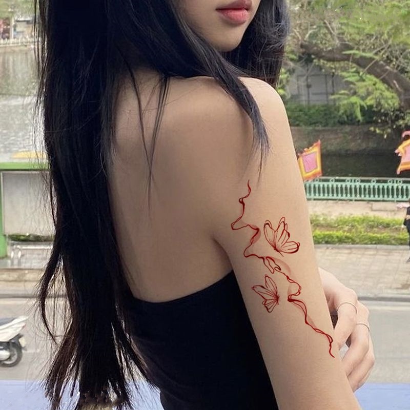 Hình Xăm Dán Tạm Thời Họa Tiết Bươm Bướm Chống Thấm Nước Bền Màu Đến 7 Ngày
