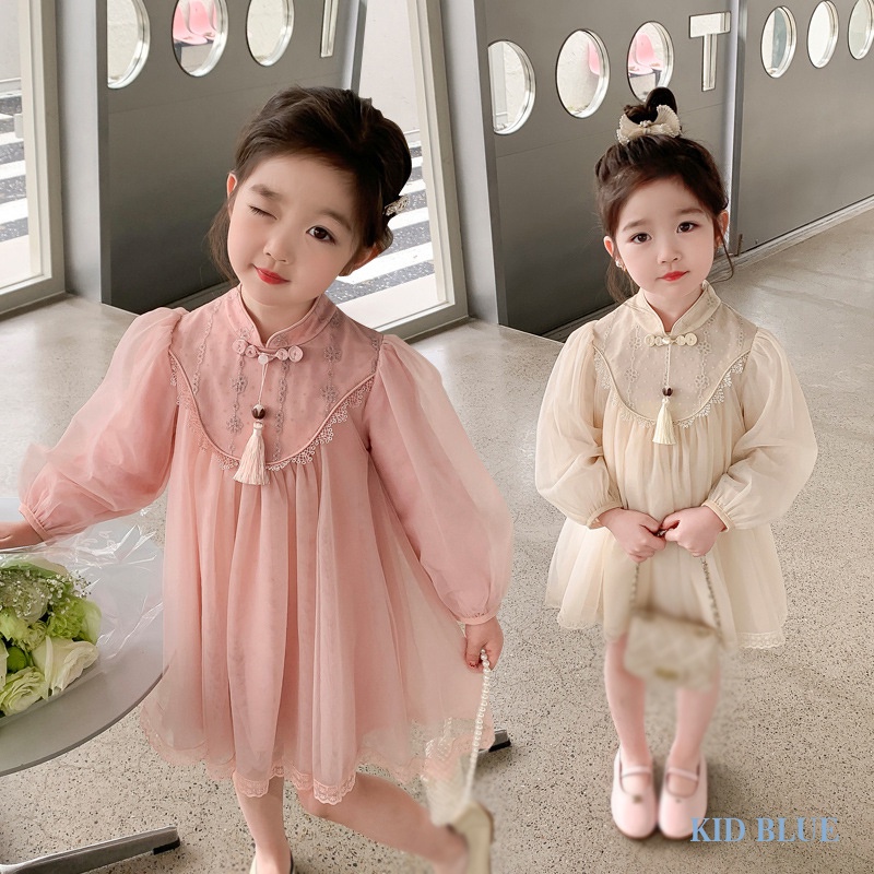 Đầm Sườn Xám Thời Trang Xuân Thu Phong Cách Mới Cho Bé Gái
