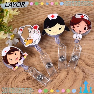Kẹp Giữ Thẻ ID/Thẻ Tên Mini Bằng Acrylic Có Thể Thu Gọn In Họa Tiết Hoạt Hình