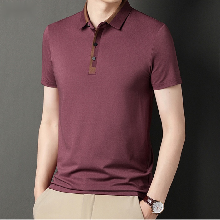 Áo Thun POLO Tay Ngắn Dáng Rộng Vải Lụa Lạnh Mỏng Thoáng Khí Thời Trang Cho Nam
