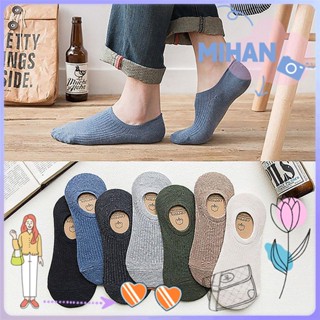 Đôi tất thể thao vải cotton cổ thuyền màu trơn thông thoáng phong cách hè nam tính