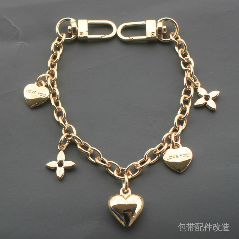 Dây Xích Hai Đầu Bằng Kim Loại Treo Túi Xách Trang Trí Hình Cỏ Bốn Lá