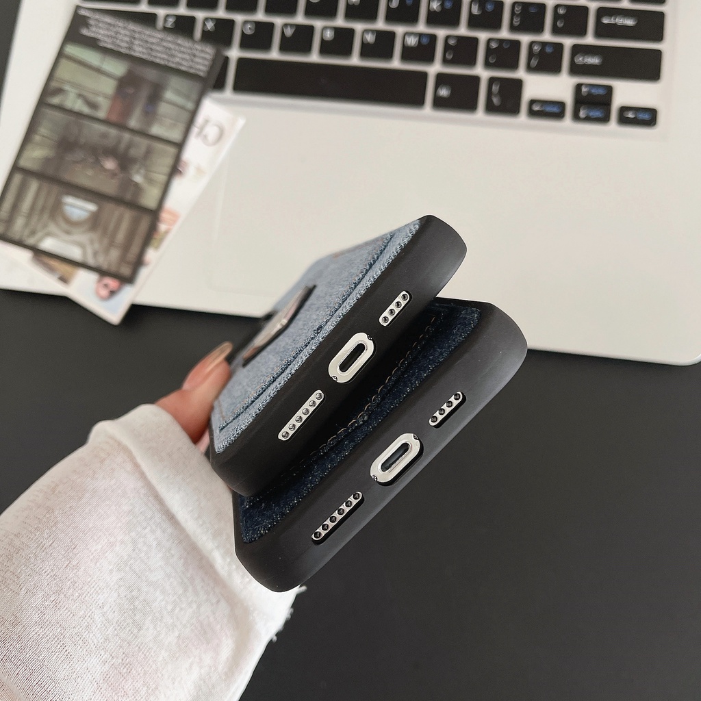 Ốp Điện Thoại Vải denim Có Ngăn Đựng Thẻ Cho Iphone 15promax 14 13 12 pro max xsmax xr x xs 7 8 plus se2020