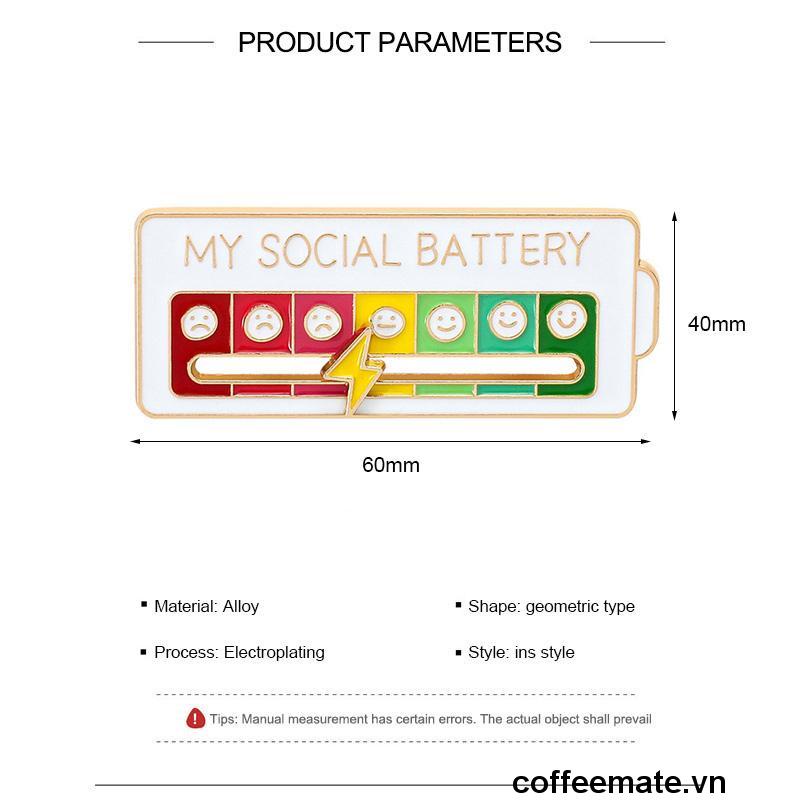 ⚡Trâm Cài Áo Hợp Kim Họa Tiết Hoạt Hình MY SOCIAL BATTERY Sáng Tạo