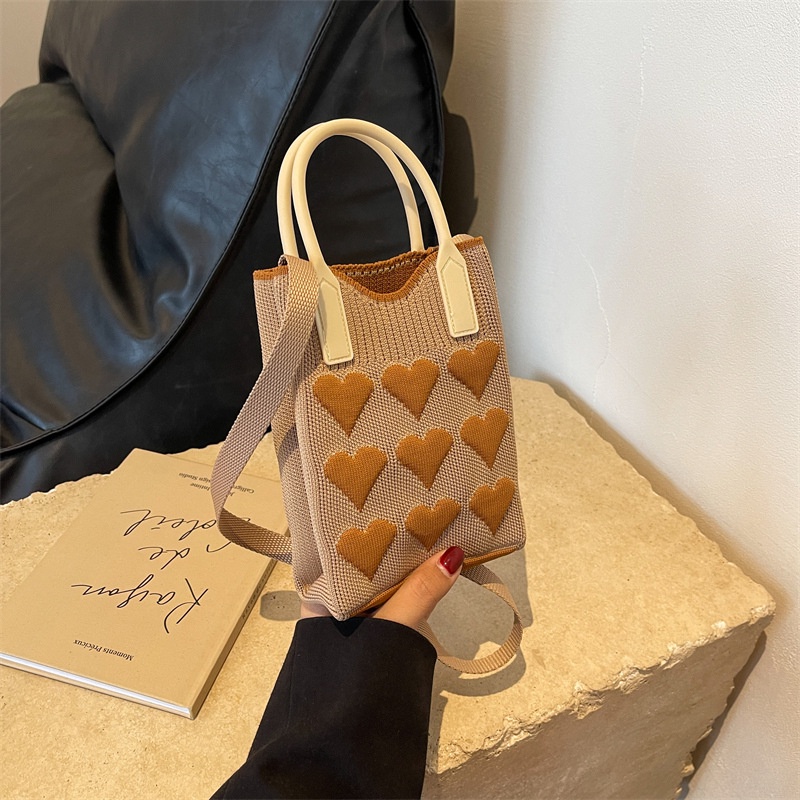 Túi Đeo Vai Đan Len Nhỏ Xinh Màu Sắc Tương Phản Thời Trang Mùa Hè 2023