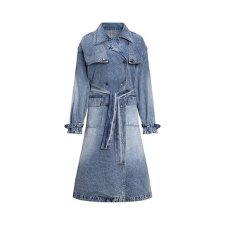 BLUM - Double Breasted Denim Trench Coat - Áo khoác denim dài trech coat kèm dây lưng