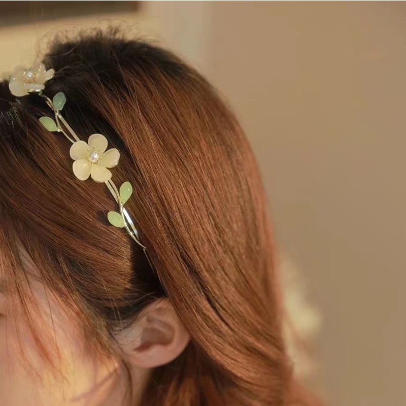 Haimeikang Băng Đô Cài Tóc Bằng Kim Loại Hình Hoa Lily Đính Kim Cương Giả Cao Cấp Thời Trang Cho Nữ
