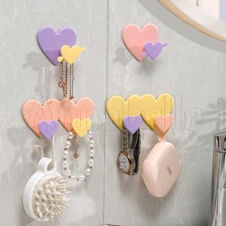 Móc treo đồ dán tường hình trái tim đa năng dễ thương