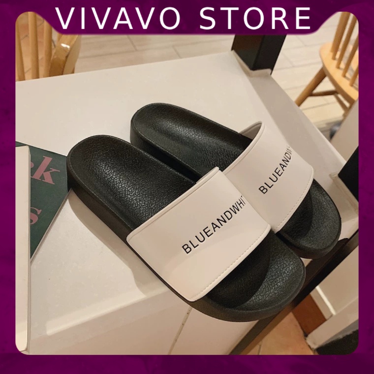 Dép ulzzang Nam Nữ phong cách Hàn Quốc - Dép Quai Ngang Blue And White - FREE SHIP