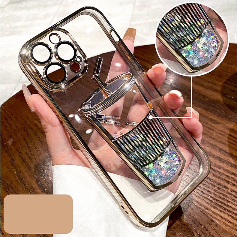 Ốp Điện Thoại Cát Chảy Hình Ly Sữa Cho iPhone 14 pro max 11 12 pro max 13 pro max