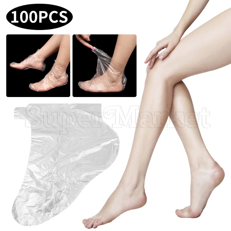 Bộ 200 Mặt Nạ Chân / Túi Đựng Có Miếng Dán Cố Định / Găng Tay / Ngăn Ngừa Nhiễm Trùng Bằng Nhựa Trong Suốt Dùng Một Lần