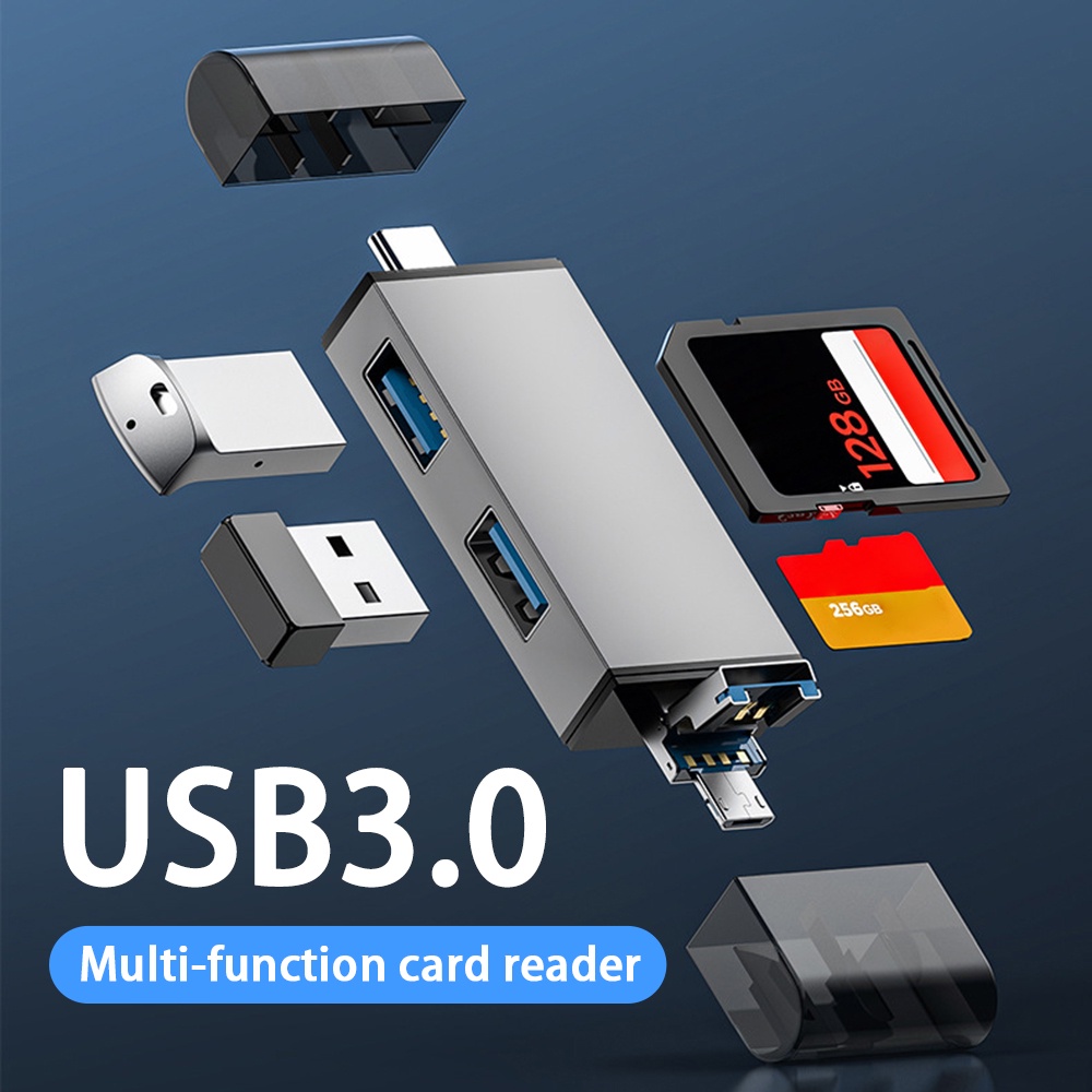 VIRWIR Đầu Đọc Thẻ Nhớ Tốc Độ Cao Cổng USB 3.0 Type C Micro SD TF OTG