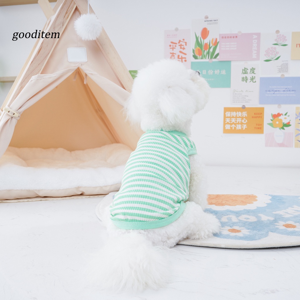 Gooditne Áo Sát Nách Kẻ Sọc Bằng Cotton Mềm Thấm Hút Mồ Hôi Thoáng Khí Dễ Mặc Mùa Hè Cho Thú Cưng