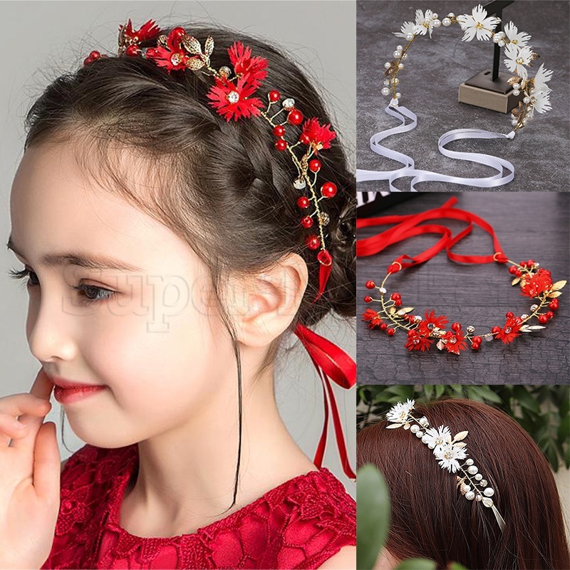 Băng Đô Hoa Cúc Đính Ngọc Trai Thời Trang Cho Cô Dâu