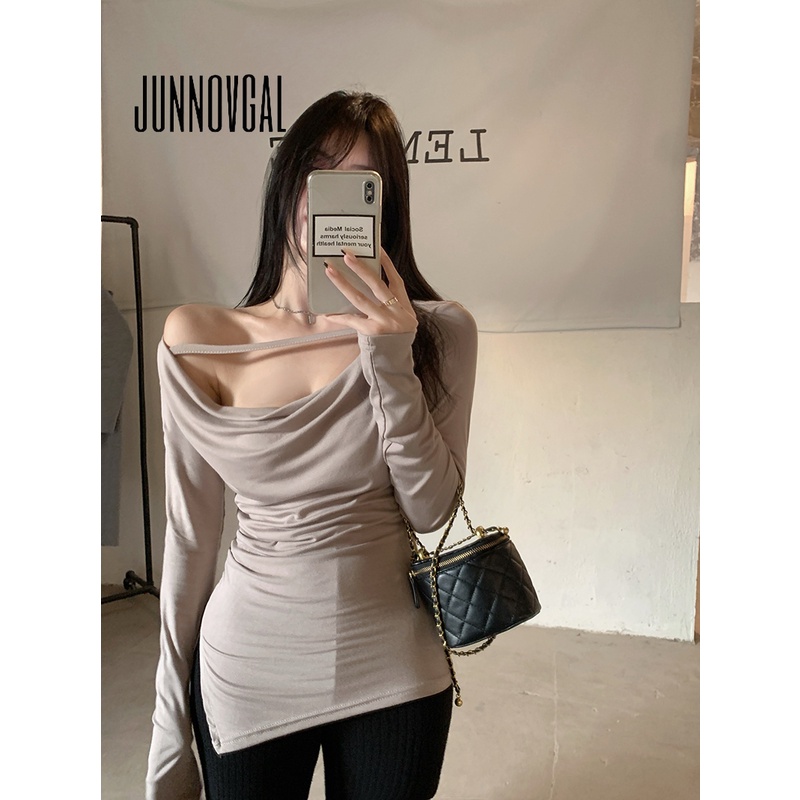 Junnovgal women 2023 thời trang mới skinny hollow sexy đa năng áo sơ mi đáy